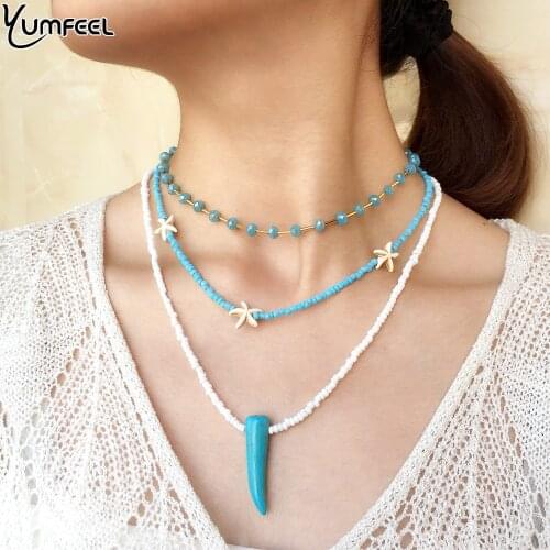 Yumfeel Brand New Mix Lot Trendy Fashion Women Necklaces 3pcs/Lot Beaded Choker Necklaces Jewelry
