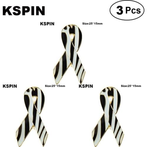 Zebra Ribbons Lapel Pin Flag badge Brooch Pins Badges 3Pcs a Lot
