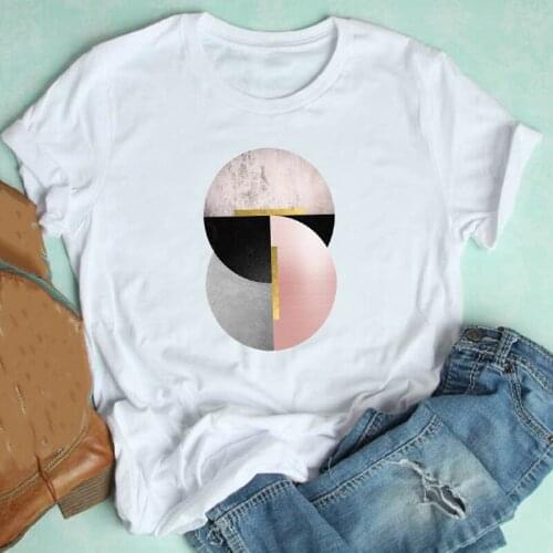 Women Short Sleeve Geometric Female Tee Top Graphic T-shirt Style 90s Clothing Trend Spring Summer Clothes Print Tshirt