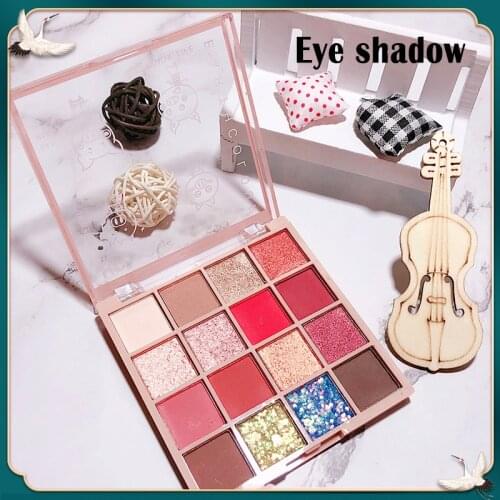 16Colors Glitter Eyeshadow Palette Cosmetics High Quality Profession Makeup Sets Shiney Long-lasting Orange Nude Pigment Pallete