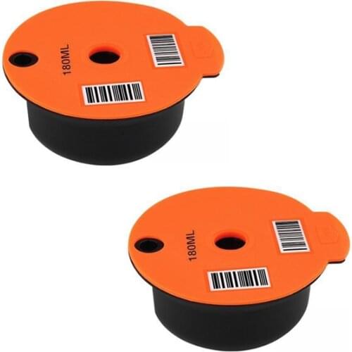2 Pack Reusable Coffee Capsule Pod Filter w/ Slicone Lid for Bosch Tassimo 180ml Capacity
