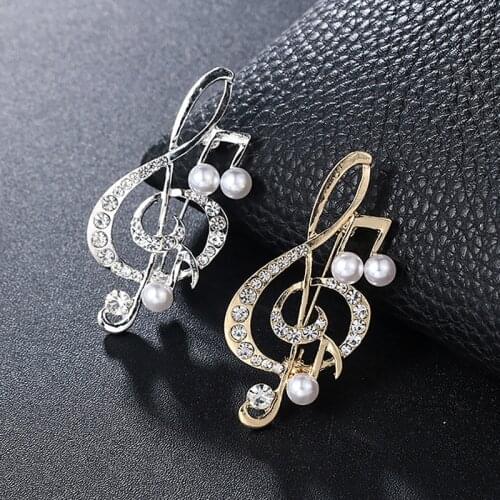 2020 New Metal Music Rhinestone Brooch Suit Shirt Collar Pins Brooches for Women Party Wedding Accessories