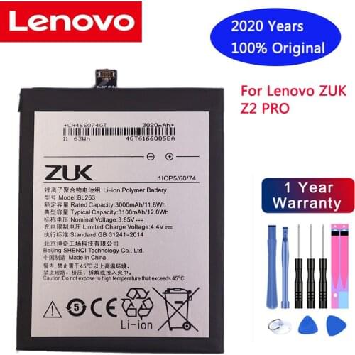 2020 new For Lenovo 3100Mah BL263 Original Battery Replacement for Lenovo ZUK Z2 PRO Z2pro Smart Mobile Phone+free Tools