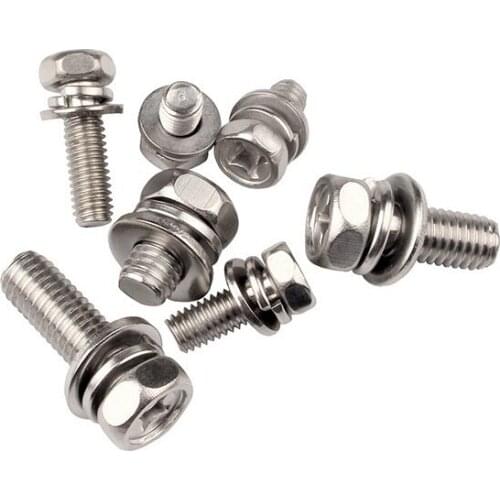 304 stainless steel cross hex three combination screw M3M4M5M6M8M10*6 8 10 12 14 16 18 22 25 30 35 40 45 50 55 60