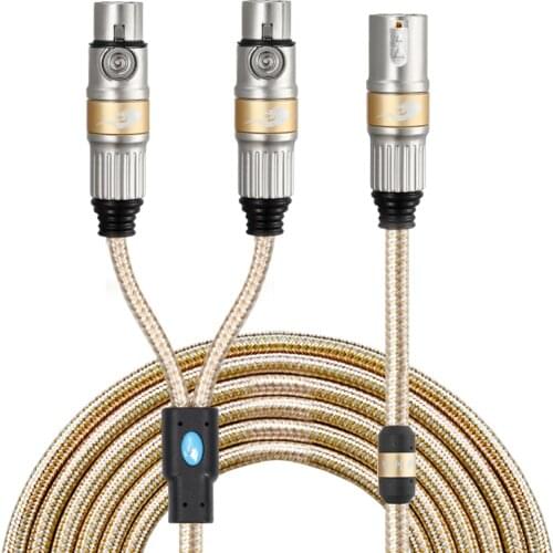 3-Pin XLR male to Dual XLR female Audio Cable for Amplifier Speaker Mixer Console Home Microphone Stage Studio Y Splitter Cords