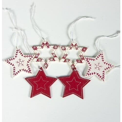 6pcs Christmas Tree Ornaments Wood Painted Elk Pendant Xmas Party Decor Deer Pendant Christmas Decoration for Home New Year 2021