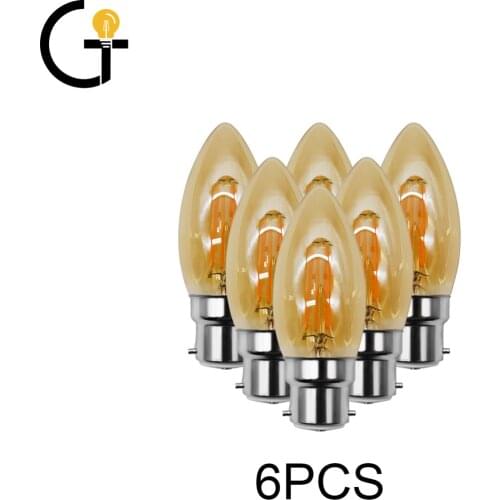 6pcs/Lot Filament Bulb C35 4W Retro Edison Bulb B22 Bombillas 220V-240V Vintage Lamp 2700K Home Decoration
