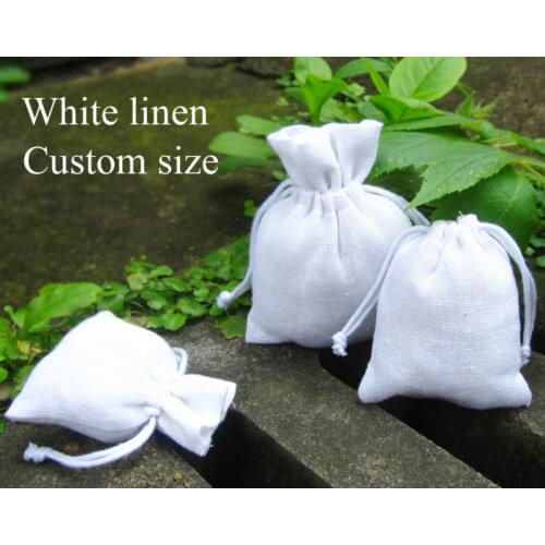 White Linen Drawstring Bag Decorative Bags Small Pouch Product Packaging Mosquito Repellent Bag Custom Logo Print Sachet 7x9cm