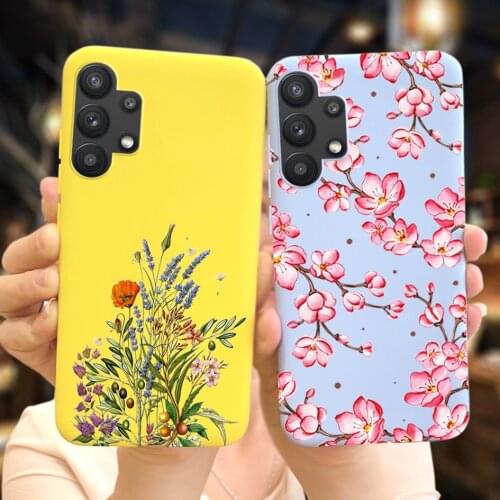 For Samsung Galaxy A32 Case Soft-Touch Silicone Cover For Samsung Galaxy A02 A02S A22 A42 A52 A72 4G 5G Phone Back Shell Flowers