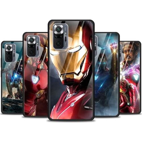 Marvel Iron Man Tempered Glass Cover For Xiaomi Redmi Note 10 10S 9 9T 9S 8T 8 9A 9C 8A 7 Pro Max Phone Case