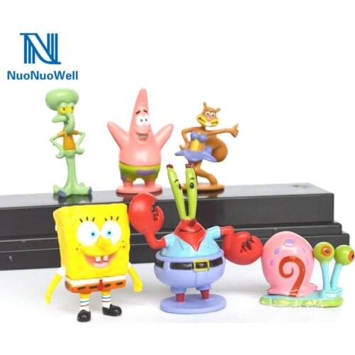 Aquarium Fish Tank Landscaping 6Pcs-Pack Anime Figure Ornament Decoration House Aquatic Artificial Patrick Star Squidward Krabs
