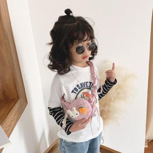 Raged Sheep Children Single Shoulder Bag Kid Purse Cute Cartoon Rabbit Plaid Circle Bags Baby Girl Crossbody Bags Mini Purse