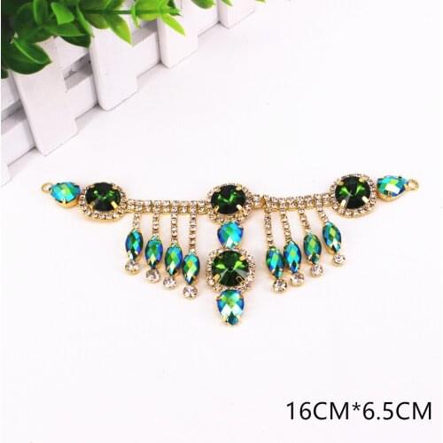 Elegant Fancy Wedding Party Dress Jewelry AB Neckline Collar Drill Rhinestone Applique For DIY Sewing Bridal Headband Sash Belt