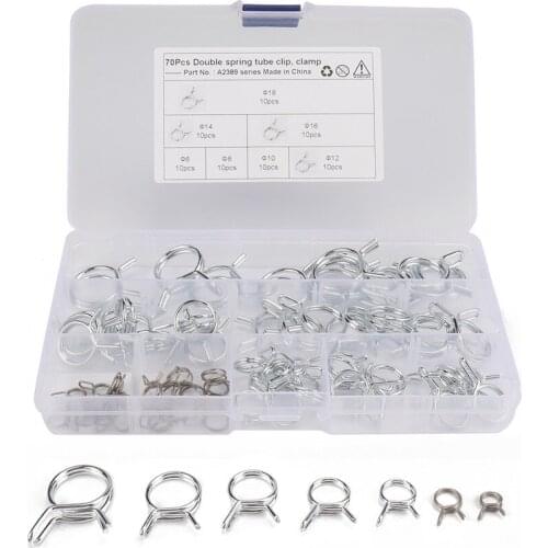 Φ6-10pcs, Φ8-10pcs,Φ10-10pcs, Φ12-10pcs, Φ14-10pcs, Φ16-10pcs, Φ18-10pcs,Double Wire Fuel Line Hose Tube Spring Clamps Kit