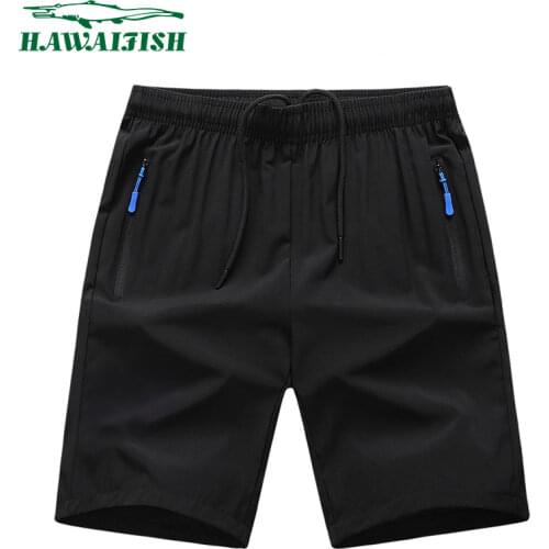 Hawaifish brand mens shorts 2021 new casual training ice silk sports shorts hot sale running fitness elastic ropa hombre
