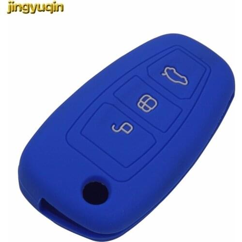 Jingyuqin 3 Buttons Silicone Car Key Cover Case For Ford Mondeo Focus 3 MK3 Kuga Fiesta Escape Ecosport Car-styling