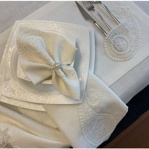 Table Clothing Set of 38 Pieces %100 Linen 12 People Runner Placemat Napkin