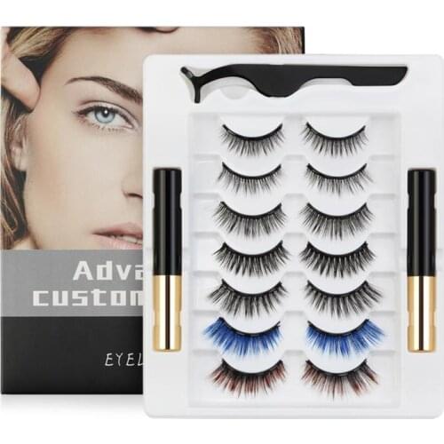 7 Pairs 3D Magnetic Eyelashes Set Waterproof Magnet Eyeliner Long Lasting Natural Magnetic Lashes False Makeup
