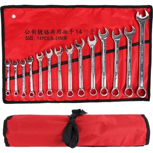 JUNEFOR Open End Wrench Set Tool 14pcs 8-24mm Combination Wrench Set Hex Spanner Wrench For Hex Nuts Repair Tool Multifunctional