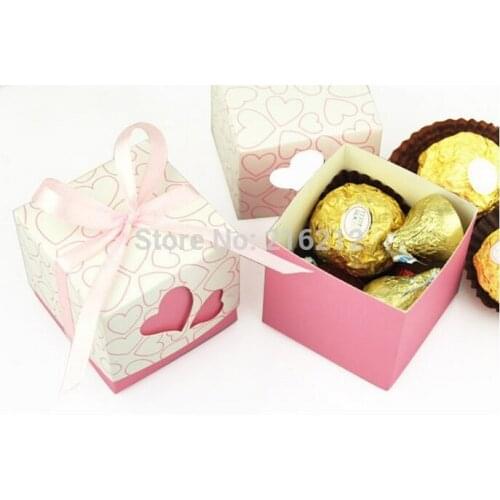 New Arrive Ribbons Are Included Wedding Favor Candy Boxes Pink and Purple Colours Wedding Party Gift Box