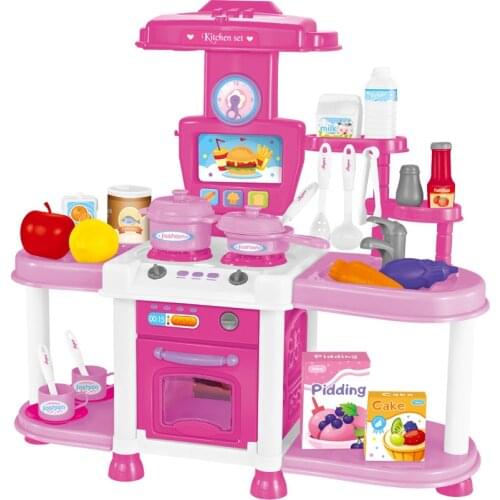 New Baby Miniature Kitchen Tableware Children Classic Pretend Play Imitate Light Kitchen Sets Cooking Fun Game Girl Gift D2