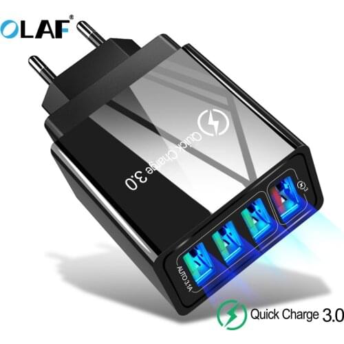 OLAF Quick Charge 3.0 USB Charger for iPhone X 4 Ports Mobile Phone Adapter Charger for Samsung A50 A70 48W QC 3.0 Fast Charger