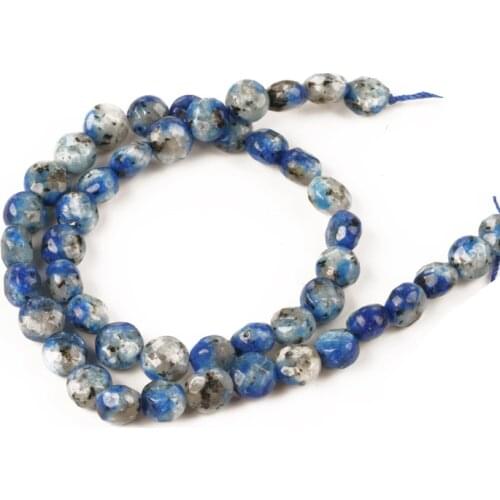 Wholesale Lapis Lazuli Faceted Flat Round Stone Beads Natural Stone Loose 8mm DIY Making Bracelet Necklace Jewelry Accessories