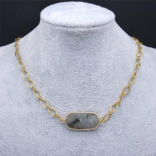 Stainless Steel Flash Stone Pendant Necklace for Women Gold Color Statement Necklace Jewelry acero inoxidable joyeria NXS04
