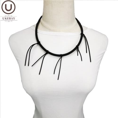 UKEBAY New Punk Pendant Necklaces Women Tassel Necklace Elasticity Rubber Jewelry Strange Choker Handmade Clothing Accessories