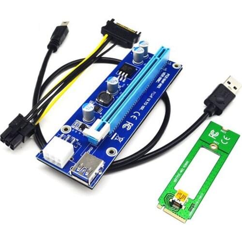 New M.2 NGFF to PCI-E X16 Slot Transfer Card Mining M2 Riser Extension Cable SATA to 6pin Power Supply Riser Card for BTC Device