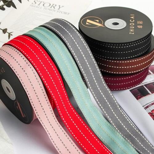 25mm stripe Jump line Polyester Ribbon 25MM DIY Bow Crafts satin tapes Card Gifts Wrapping Flowers floral tied accessories 18M