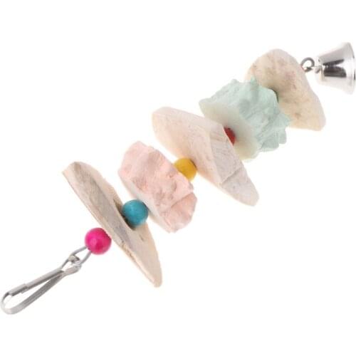 Parrot Teeth Grinding Toys Bird Squirrel Calcium Stone Cuttlefish Bone With Bell