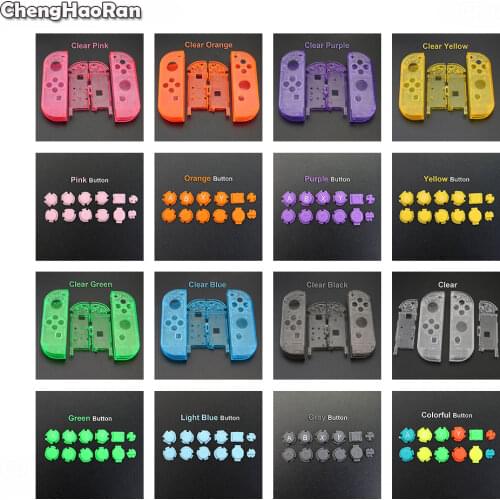 ChengHaoRan Clear Housing Shell For Nintendo Switch NS Joy-Con Animal Crossing Console Case Cover w/Middle Frame L R Button set