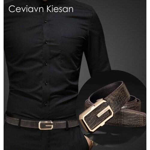 Ceviavn Kiesan Men G Belt Genuine Leather Strap For Male Cowskin Designer Belts Automatic Alloy Buckle Luxury Waist Belt Men New