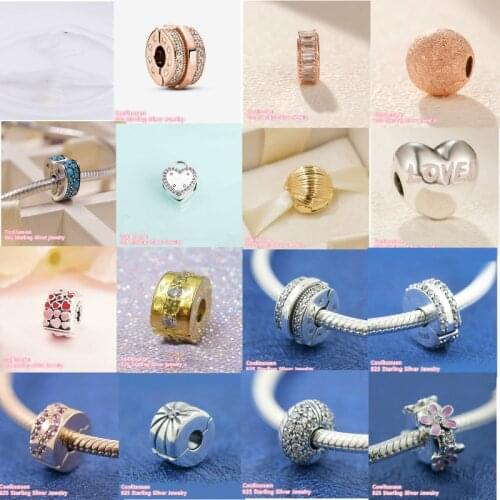 925 Sterling Silver Beads Loved Sparkling Pave Lines Ice Formation Double Pink Fan Daisy Flower White Pearl Drop Clip Pendant