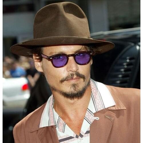 2021 Fashion Johnny Depp Style Round Sunglasses Clear Tinted Lens Brand Design Party Show Sun Glasses Oculos De Sol