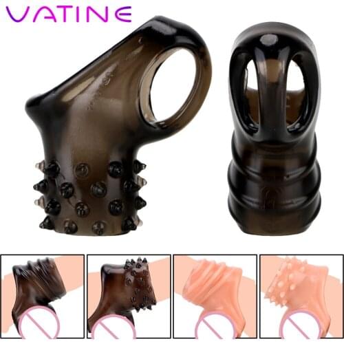 VATINE Strapon Cock Ring Stretcher Time Delay Ejaculation Strap On Penis Ring Male Chastity Cage Sex Shop Sex Toys for Men