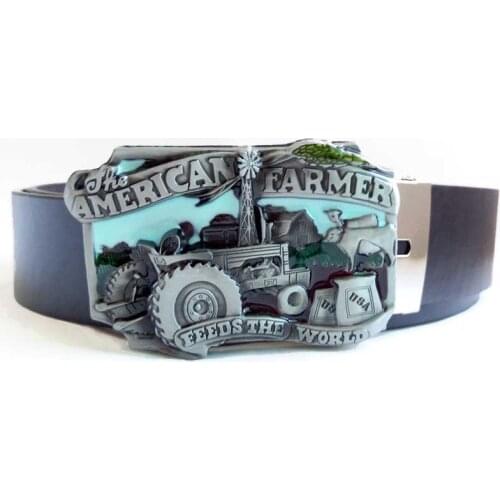 T-DISOM Mens' Belt Buckle Fashion American Farmer Belt Buckle With 130cm Black PU Belts Drop shipping