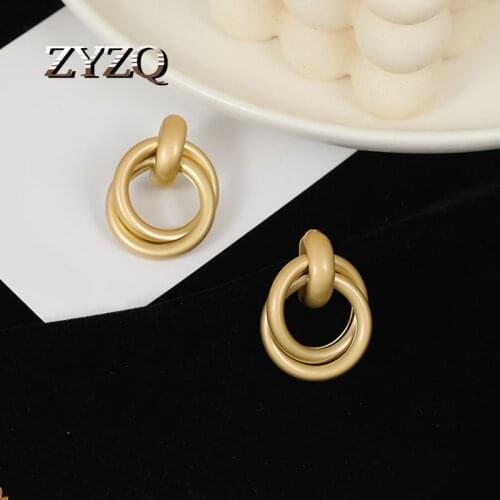 ZYZQ Vintage Geometric Earrings for Women Statement Metal Gold Color Pendant Earrings Trend Fashion Jewelry Wholesale 2020