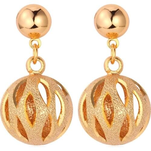 Collare Vintage Round Drop Earrings For Women Wedding Gold Color Ball Shape Wholesale Earrings Fashion Jewelry E180