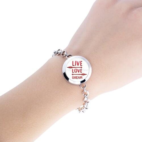 Live Love Dream Unicorn 30mm Stainless Steel Diffuser Bracelet Chain Women Bangle Essential Oil Aromatherapy Locket With 10 Pads
