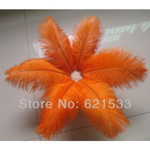 100pcs/lot 20-25cm 8-10inches Orange Ostrich Feather Ostrich drab feathers Wedding Centerpieces freeshipping