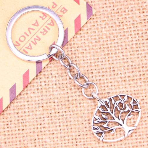 20pcs New Fashion Keychain 27*27 mm life tree Pendants DIY Men Jewelry Car Key Chain Ring Holder Souvenir For Gift