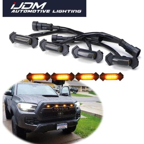 4PC Car LED Front Grille Lighting For 2016-up Toyota Tacoma w/TRD Pro Grill ONLY, Front Grille DRL Parking Lights Lighting 12V