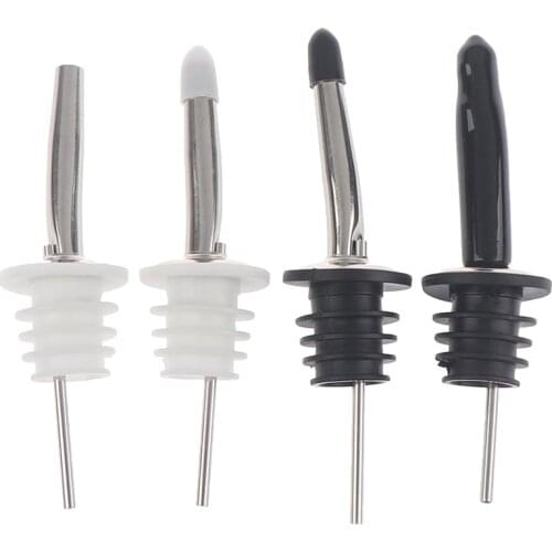 4Pcs Stainless Steel Whisky Liquor Oil Wine Bottle Pourer Cap Spout Stopper Mouth Dispenser Bartender Home Bar Party Accessories