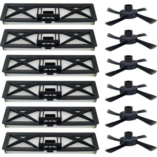 6pcs preformance robot parts dust hepa Filter & 6pcs Side Brush For Neato Botvac D Series 945-0215 Filter 70e D5 D75 D80 D85