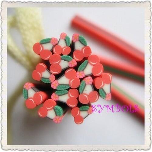 A-27 Free Shipping 100pcs 5mm Cherry Shape Clay Cane Fancy Nail Art Polymer Clay Cane