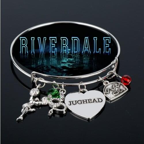 RIVERDALE Bangles Bracelets for Women Jughead Letters Heart Bangle Adjustable Charms Bracelet Jewelry