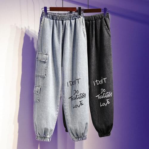 Cargo Pants New Letter Printing Multi-pocket Tooling Trousers for Men and Women Jeans Large Size High Waist Loose and Thin