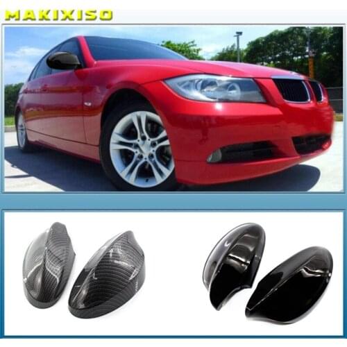 Black Carbon Fiber Auto Car Rearview Side Mirror Cover Cap Rear View Mirror Housing For BMW 3 Series E90 318 320i 325i 330i